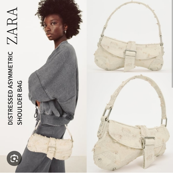 Zara Handbags - DISTRESSED ASYMMETRIC SHOULDER BAG
